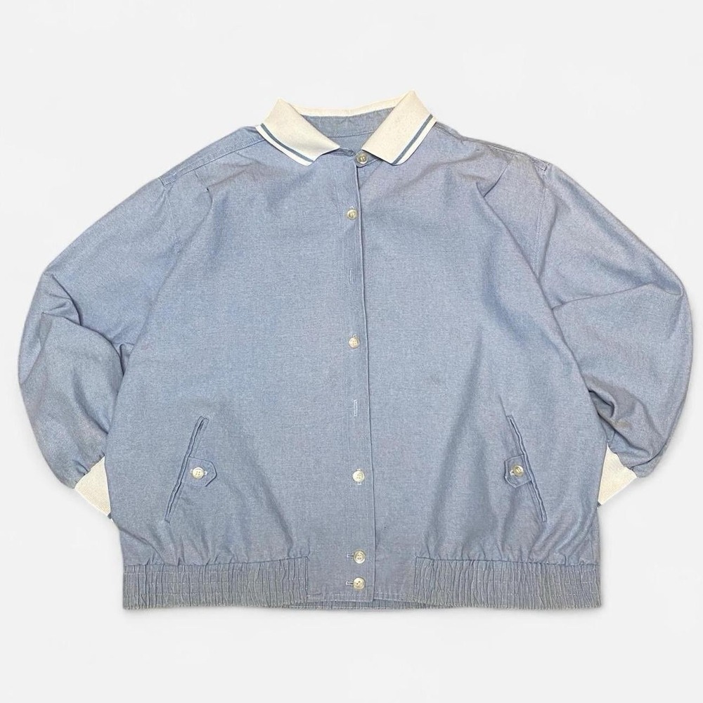 Vintage 80s light denim wash button up collared jacket